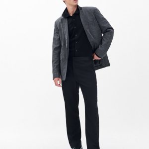 Evan British Wool Tuxedo Trousers - Black