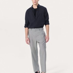 Baggy Wool-Blend Trousers - Grey