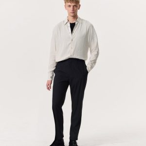 Lennox Pinstripe Italian Wool-Blend Trousers - Black