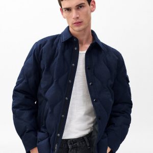 Dane Wool-Cashmere Quilted Shirt Jacket - Navy