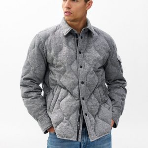 Dane Wool-Cashmere Quilted Shirt Jacket - Heather Grey