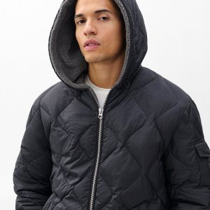 Dane Quilted Hooded Jacket - Black