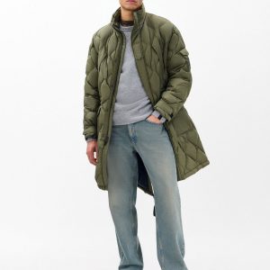 Dane Quilted Down Parka - Dark Olive