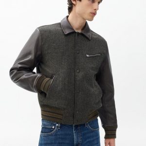 Jeremy British Wool Varsity Jacket - Brown