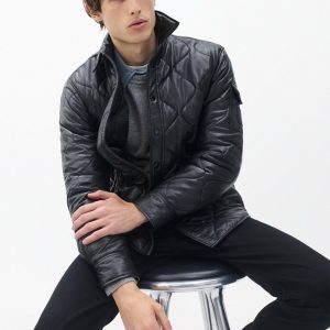 Dane Leather Quilted Shirt Jacket - Black