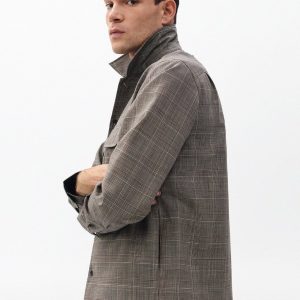 Isaiah Italian Wool Shirt Jacket - Grey Check