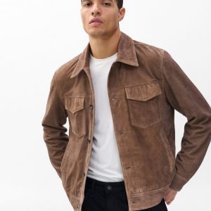 rb Suede Trucker Jacket - Light Brown