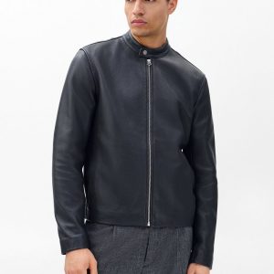 Café Racer Leather Jacket - Black