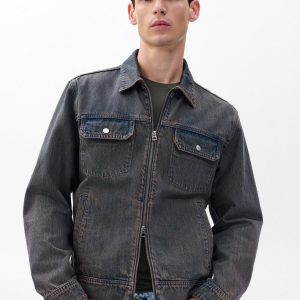Beau Infuse Denim Trucker Jacket - Ochre Blue