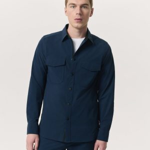 Stretch Nylon CPO Overshirt - Navy