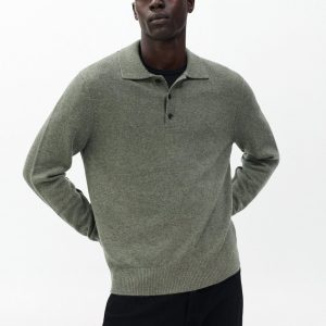 Declan Cashmere Polo Sweater - Army