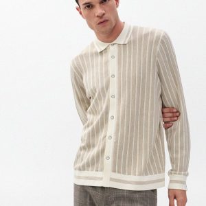 Harvey Ribbed Knit Shirt - Ivory