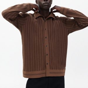 Harvey Ribbed Knit Shirt - Coffee