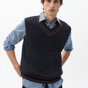 Tristan Cricket Sweater Vest - Dark Grey