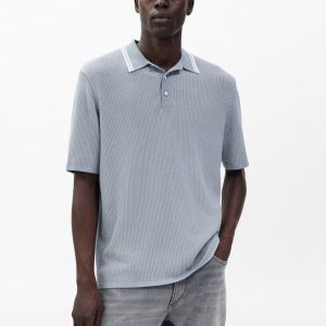 Harvey Tipped Knit Polo - Light Blue