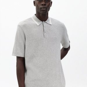 Harvey Tipped Knit Polo - Heather Grey