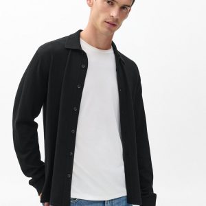 Crawford Wool-Cashmere Knit Shirt - Black