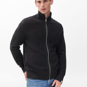 Andrew Cotton Full-Zip Sweater - Dark Grey