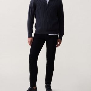 Curtis Ribbed Quarter-Zip Sweater - Dark Grey