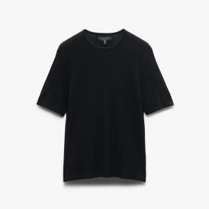 Crawford Wool-Cashmere Sweater Tee - Black
