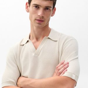Harvey Knit Johnny Collar Polo - Desert Sand