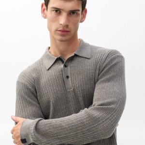 Crawford Wool-Cashmere Polo Sweater - Brown
