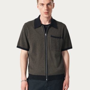 Zuma Zip Knit Polo Shirt - Black