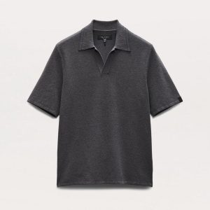 Zuma Johnny Collar Knit Polo Shirt - Dark Grey