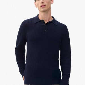 Crawford Wool-Cashmere Polo Sweater - Navy