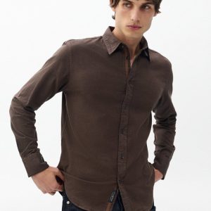 Tomlin Stretch Dobby Shirt - Dark Brown
