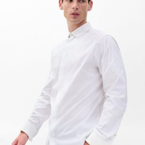 Patrick Poplin Tuxedo Shirt - White