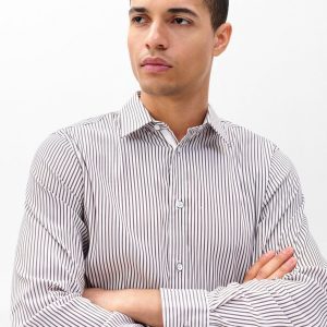 Patrick Poplin Shirt - Coffee Stripe