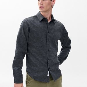 Tomlin Merino Wool Knit Shirt - Charcoal