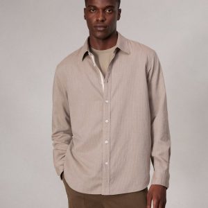 Finch Textured Striped Shirt - Khaki Stripe