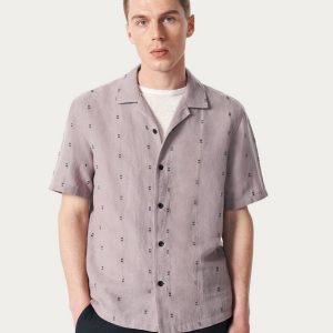 Avery Embroidered Camp Shirt - Gull Remi Stripe