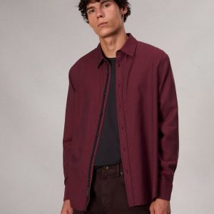 Finch Textured Striped Shirt - Red Stripe