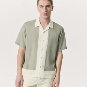 Avery Relaxed Fit Painterly Print Woven Shirt - Tan Anthony Print