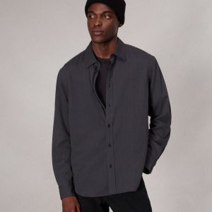 Finch Textured Striped Shirt - Black Stripe