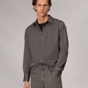 Tomlin Stretch-Cotton Dobby Shirt - Dark Grey