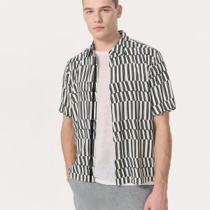 Dalton Printed Shirt - Blue & White Joff Print