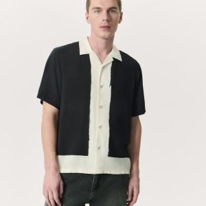 Avery Relaxed Fit Painterly Print Woven Shirt - Navy Anthony Print