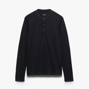 Tech Waffle Henley - Black