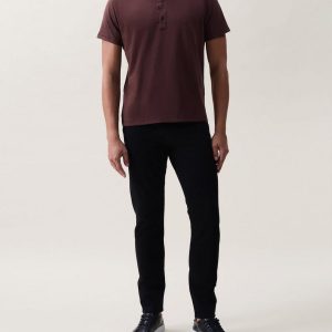 Classic Slub Cotton Henley - Espresso
