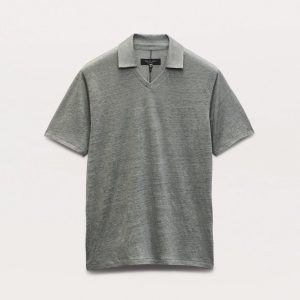 Linen Johnny Collar Polo - Pavement