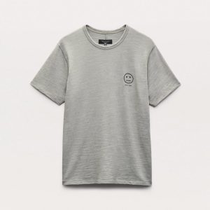 Sour Face Embroidered Tee - Leaf Grey