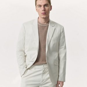 Butler Striped Stretch Cotton Blazer - Grey Stripe