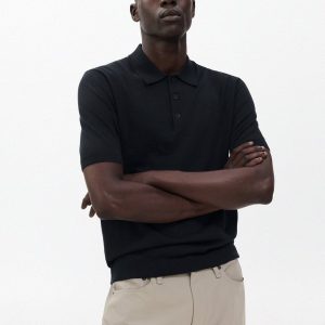 Downing Lightweight Cashmere Polo - Black