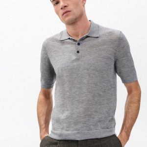 Downing Lightweight Cashmere Polo - Heather Grey