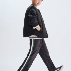 Mini Miramar Track Pants - Washed Black with Green & White Stripe